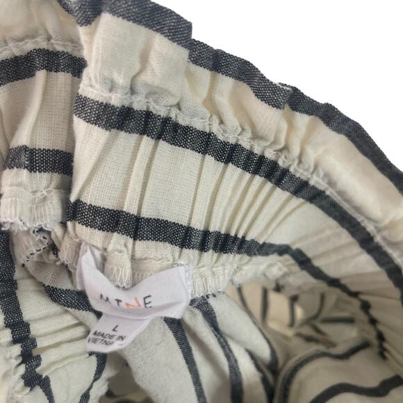 Mine Women's‎ Size Large Linen Blend Striped Belted Flowy Wide Leg Crop Pants - Picture 6 of 7